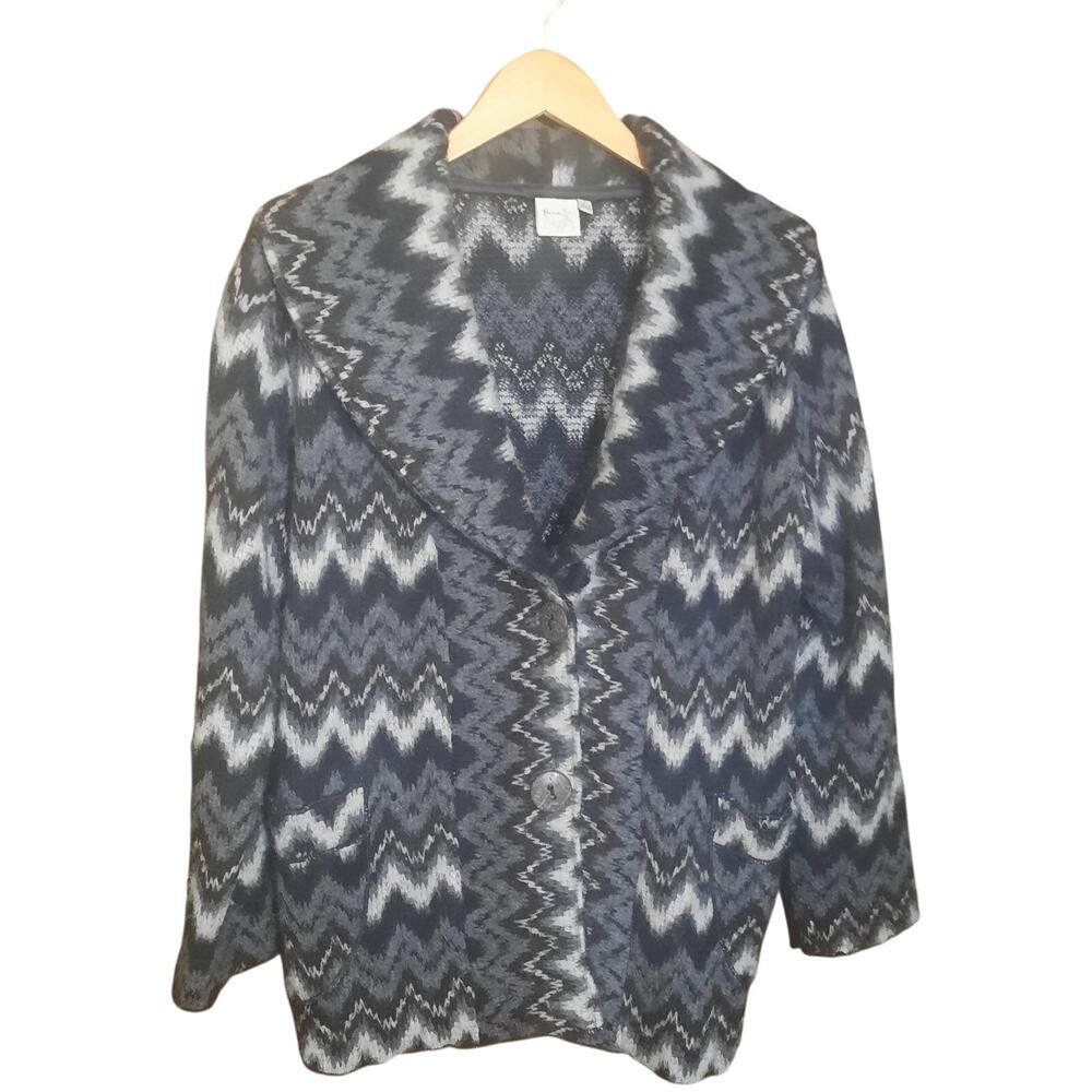 Focus Womens Wool Blend Zig Zag Southwestern Pattern Sweater Cardigan Size Small